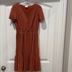 Siren Lily Rust Polka Dot Midi Dress